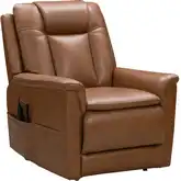 Kolton Power Lift Recliner with Power Headrest, Lumbar & Heat in Parchment Neutral Top-Grain Leather